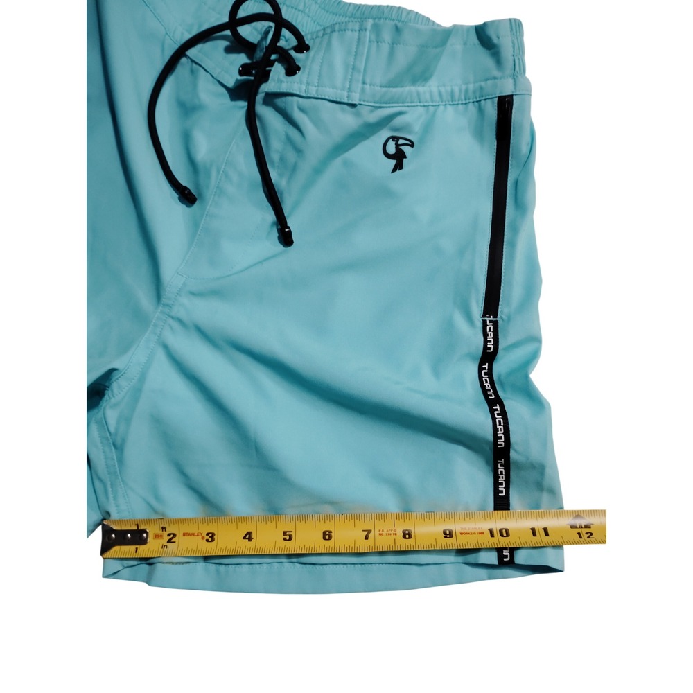 Tucann Mens Aqua Blue Swim Trunks Board Shorts Toucan Logo Tape Size Medium - Picture 5 of 8